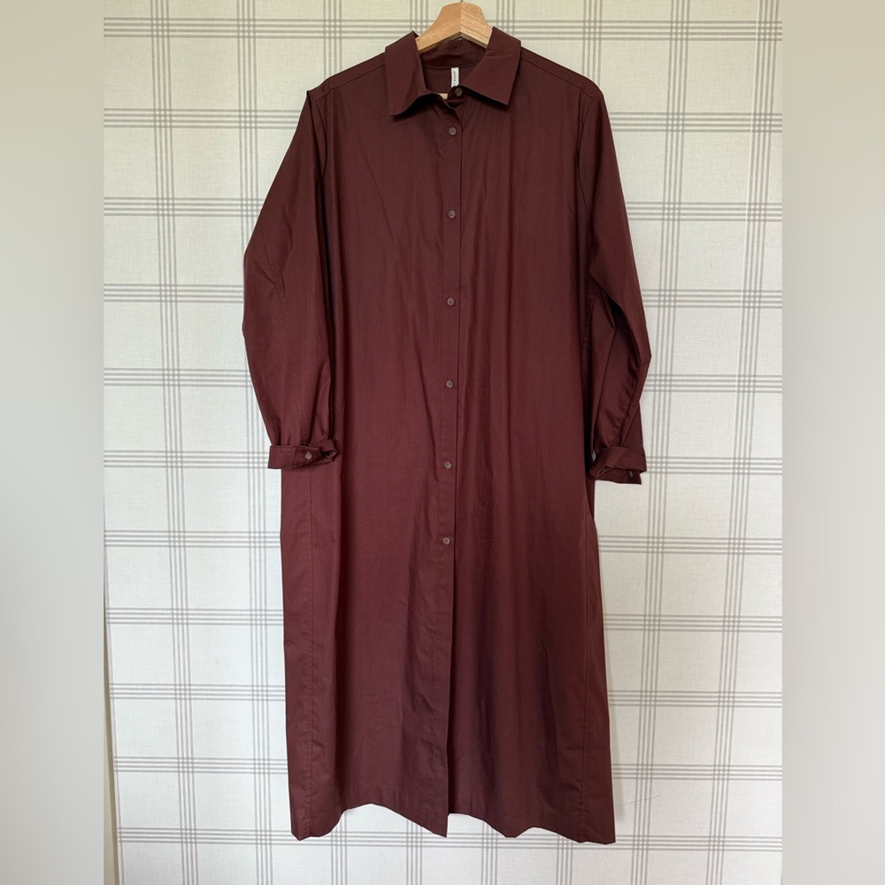 Paper Label Dark Burgundy Long Shirt Dress